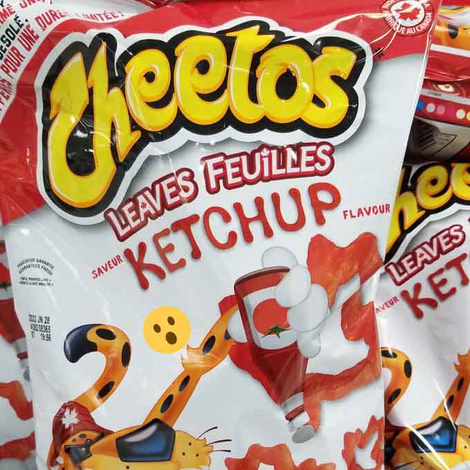NOW AVAILABLE CHEETOS LEAVES KETCHUP CHIPS LIMITED TIME SNACK